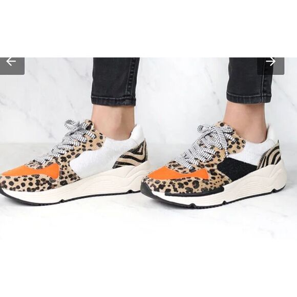 White Raven Loyal leopard print platform sneaker 6 - Picture 1 of 13